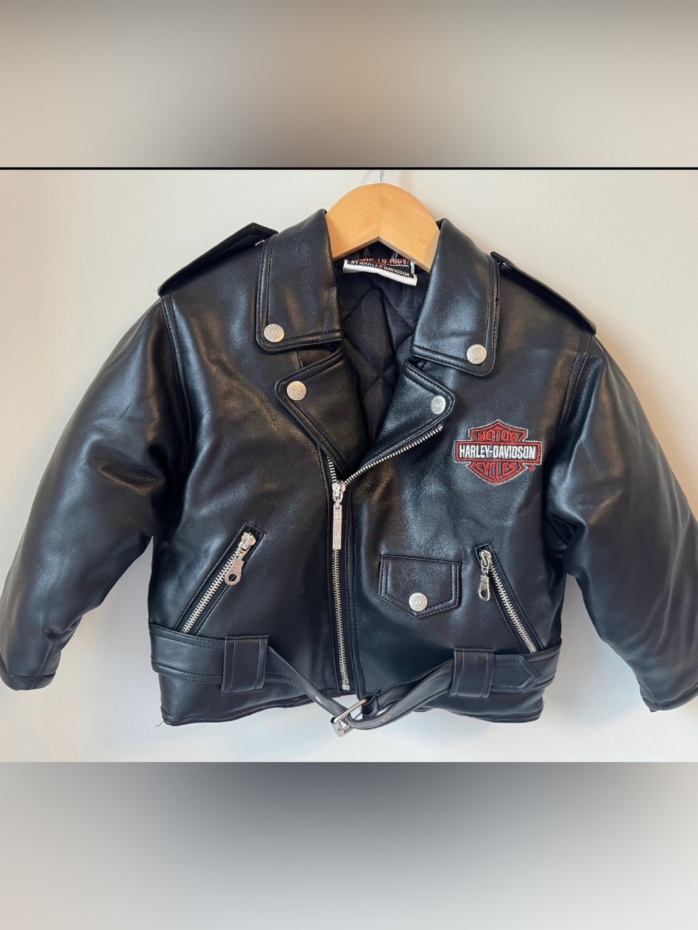 Harley-Davidson Kids Black Faux Leather Biker Jacket 4T